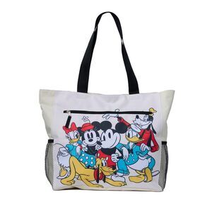 Disney Mickey & Friends Women's Zippered Beach Travel Tote with Bottle Pockets